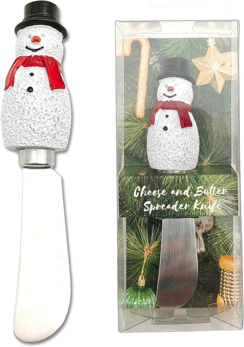 Zoster Handmade Resin Snowman Cheese Knife Spreader, Butter Knife Spreader, Stainless Steel Blade, Christmas Gift for Men and Women (Snow Man in Black Hat), 5.31” x 1.18” x 1.18” - Image 1